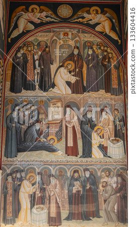 Vibrant Exterior Frescoes, Church of Saint Ioan Iacob, Neamt Monastery, Romania 133604416