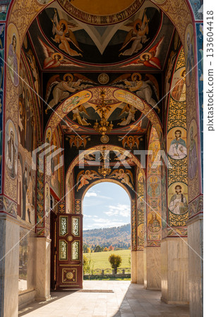 Vibrant Exterior Frescoes, Church of Saint Ioan Iacob, Neamt Monastery, Romania 133604418