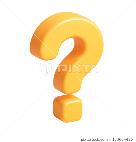 3D question mark icon representing inquiry, help, support, and curiosity for digital communication and information services 133604430