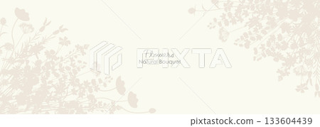 自然別緻的花朵剪影背景插圖 133604439