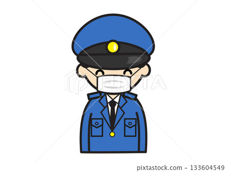 戴口罩的男警官插圖 133604549