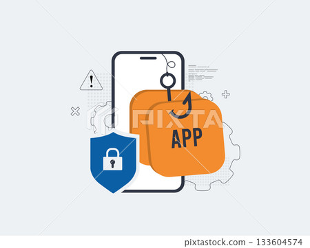 Mobile security app spoofing attack risk. Application spoofing interfaces mimic trusted screens trick users into giving access across vulnerable services in modern platforms vector illustration Mobile security app spoofing attack risk. Application spoofing interfaces mimic trusted screens trick users into giving access across vulnerable services in modern platforms vector illustration 133604574