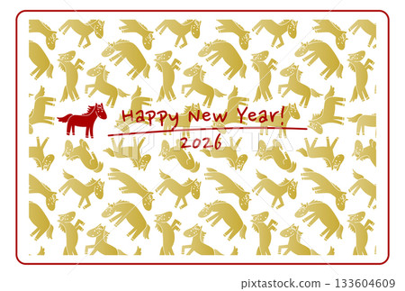 2026年新年賀卡（可愛金馬圖案） 133604609