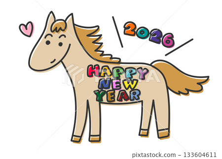 2026年新年賀卡(波比,可愛的小馬) 2026年新年賀卡(波比,可愛的小馬) 133604611