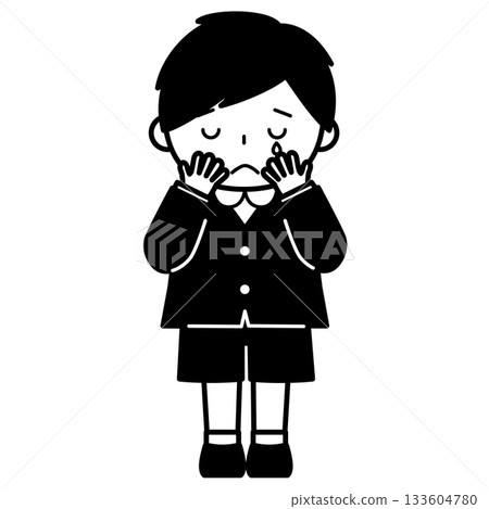 Boy crying and covering his face Boy crying and covering his face 133604780