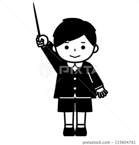 A boy explaining with a pointer 133604781