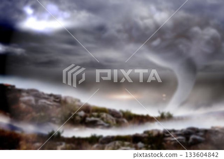 Mountain during tornado disaster 133604842