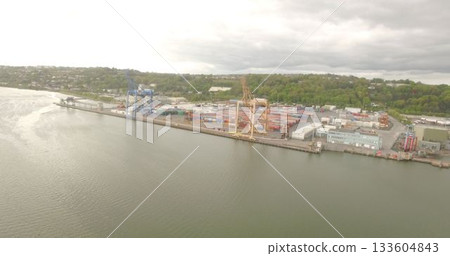 High angle view of commercial dock by sea 133604843