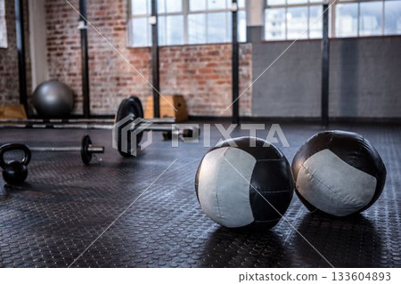 Gym equipment in exersice room Gym equipment in exersice room 133604893