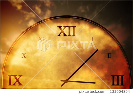 Digitally generated roman numeral clock Digitally generated roman numeral clock 133604894