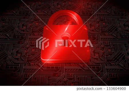 Shiny red lock on black background Shiny red lock on black background 133604900