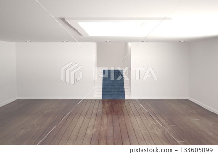Empty white room with stairs 133605099