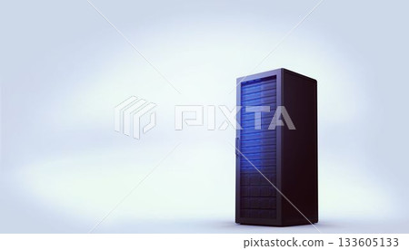 Digitally generated black server tower 133605133