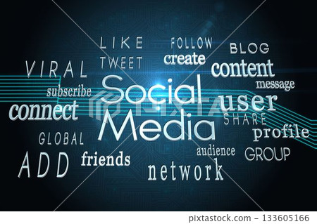 Social media buzzwords on black background Social media buzzwords on black background 133605166