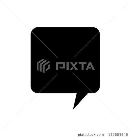 Black speech bubble icon is appearing centered on plain white background in flat design, copy space Black speech bubble icon is appearing centered on plain white background in flat design, copy space 133605246