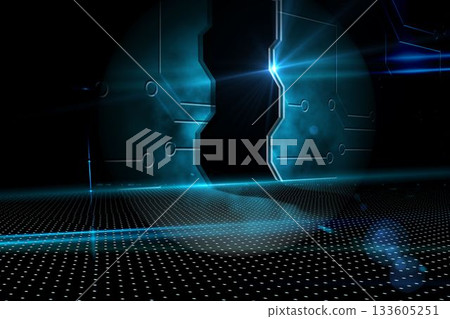 Doorway on technological black background 133605251