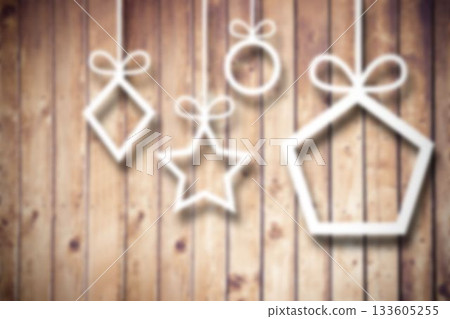 Blurred christmas decorations on wood Blurred christmas decorations on wood 133605255