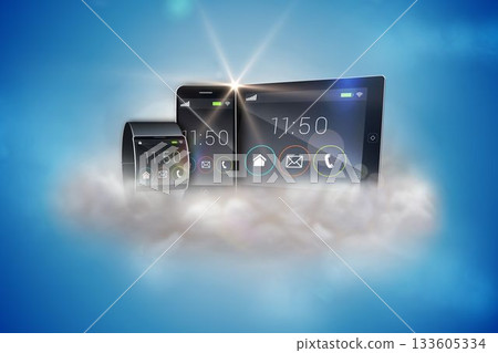 Smartphone tablet pc and futuristic wristwatch Smartphone tablet pc and futuristic wristwatch 133605334