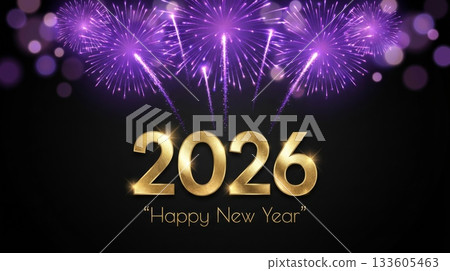 Black Background Fireworks 2026 Banner Black Background Fireworks 2026 Banner 133605463
