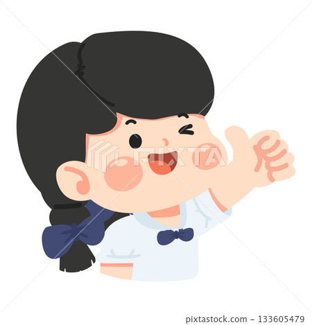Cartoon Girl Giving a Thumbs Up Cartoon Girl Giving a Thumbs Up 133605479