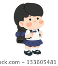 Illustration of Schoolgirl in Uniform with Backpack 133605481