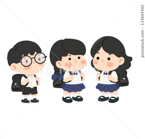 Illustration of Students Wearing School Uniforms Illustration of Students Wearing School Uniforms 133605482