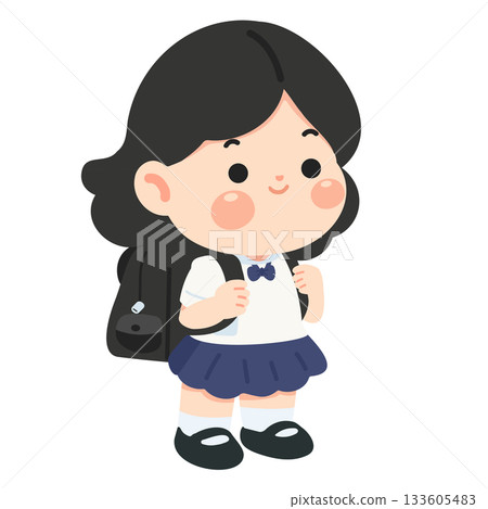 Illustration of a Young Student with Backpack Illustration of a Young Student with Backpack 133605483