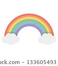 Rainbow With Clouds Illustration 133605493