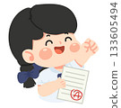Cartoon of Happy Student Receiving Good Grade 133605494