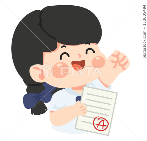 Cartoon of Happy Student Receiving Good Grade Cartoon of Happy Student Receiving Good Grade 133605494