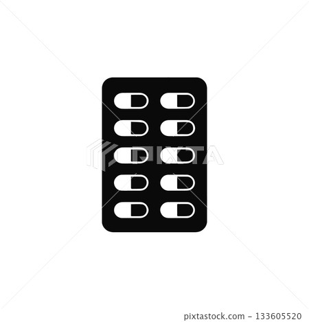 medicine blister pack silhouette tablets isolated on white background 133605520