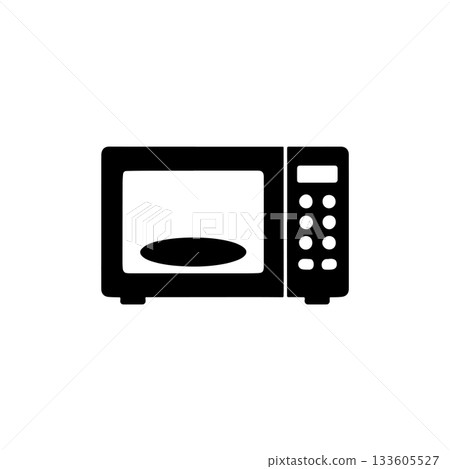 microwave oven silhouette isolated on white background 133605527