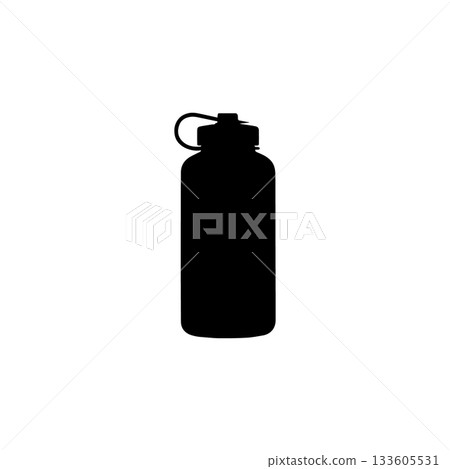motivational water bottle icon silhouette hydration tracker with time markings for daily fitness health and sports routine isolated illustration 133605531