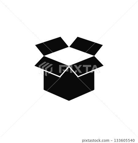 open cardboard box silhouette packaging container isolated on white background open cardboard box silhouette packaging container isolated on white background 133605540