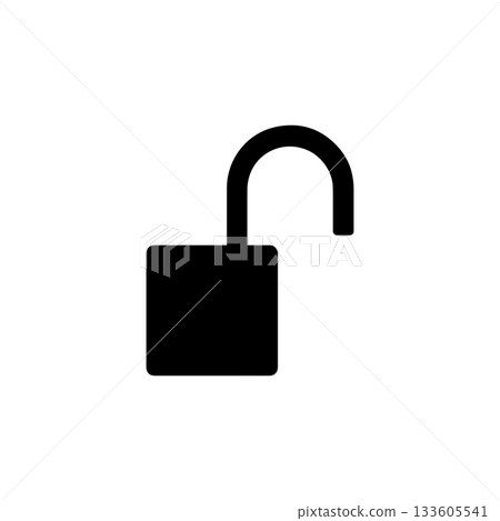 open padlock silhouette isolated on white background unlock security concept 133605541