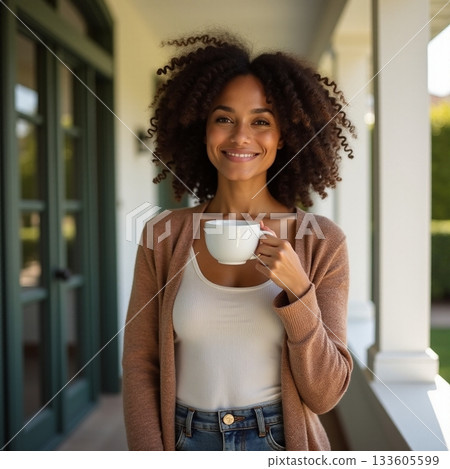 Enjoying a quiet morning with coffee on the porch Generative AI Enjoying a quiet morning with coffee on the porch Generative AI 133605599