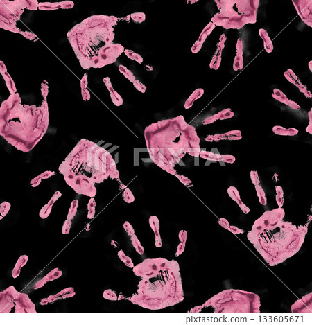 Red Handprints on Black Background 133605671