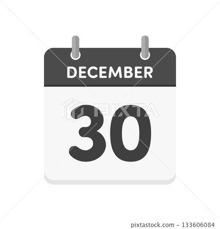 12月30日 - 12月30日每日日曆圖示 - 英文日曆,日期為12/30 12月30日 - 12月30日每日日曆圖示 - 英文日曆,日期為12/30 133606084