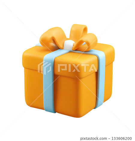 3D gift box icon with vibrant ribbon and bow perfect for celebration, holiday, birthday, and gift-giving concept in digital design 133606200