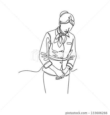 Woman bowing (line art) Woman bowing (line art) 133606266