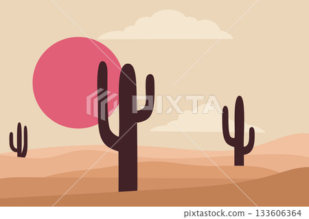 desert landsacpe with cactuses 133606364