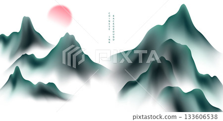 Modern design vector illustration of beautiful Chinese ink landscape painting. 133606538