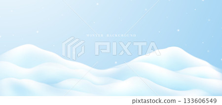 Beautiful winter background with snow. Vector illustration. 133606549
