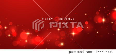 Christmas background with beautiful sparkling red bokeh. Vector illustration. 133606550