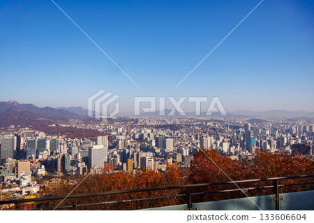 韓國首爾南山公園的秋季紅葉景色 133606604