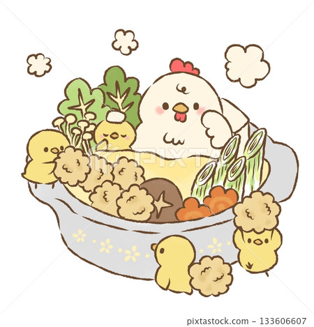 Chicken meatball hotpot - nice hot water, chicken and chick Chicken meatball hotpot - nice hot water, chicken and chick 133606607