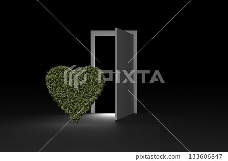Heart shape of topiary at doorway Heart shape of topiary at doorway 133606847