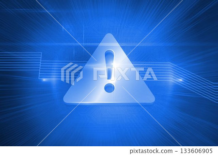 Shiny attention icon on blue background 133606905