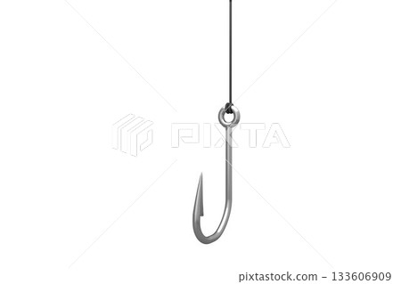 Close-up of steel hook on white bcakground Close-up of steel hook on white bcakground 133606909