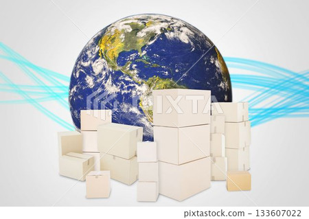 Illustration of earth behind boxes Illustration of earth behind boxes 133607022